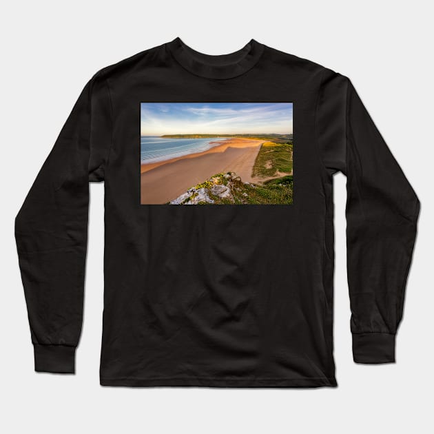 Oxwich Bay from Crawley Woods, Gower Long Sleeve T-Shirt by dasantillo